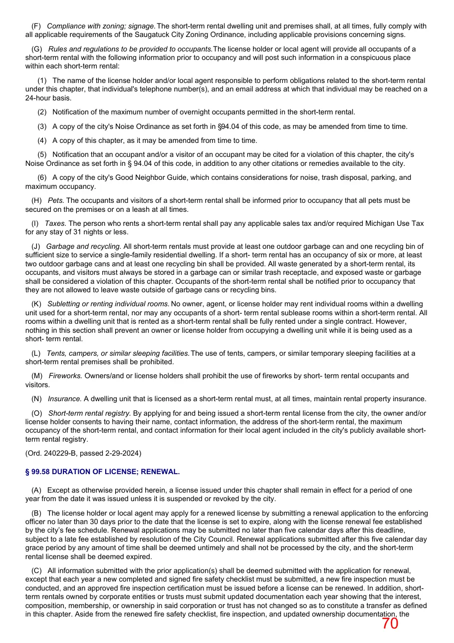 Page 70 of the packet; its text follows