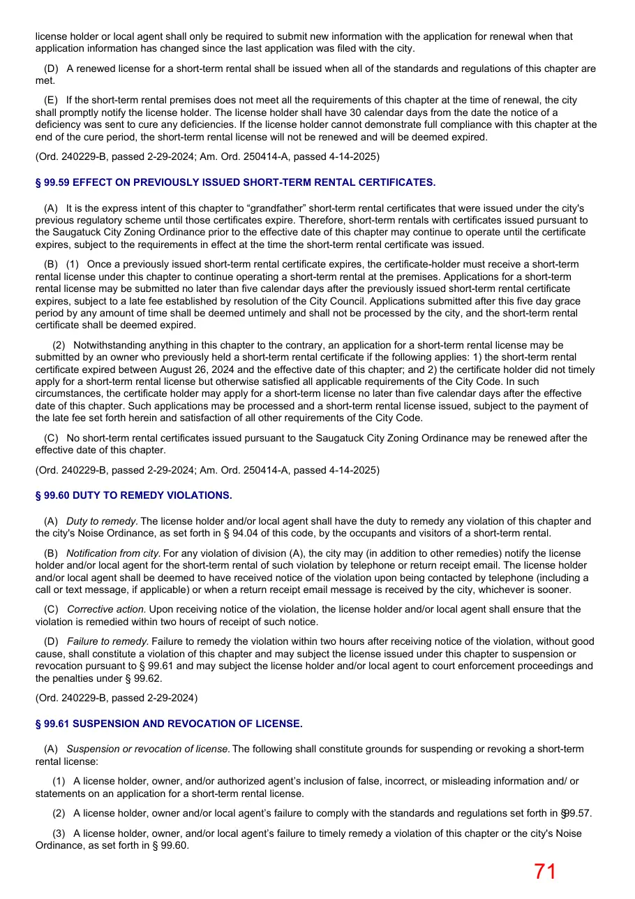 Page 71 of the packet; its text follows