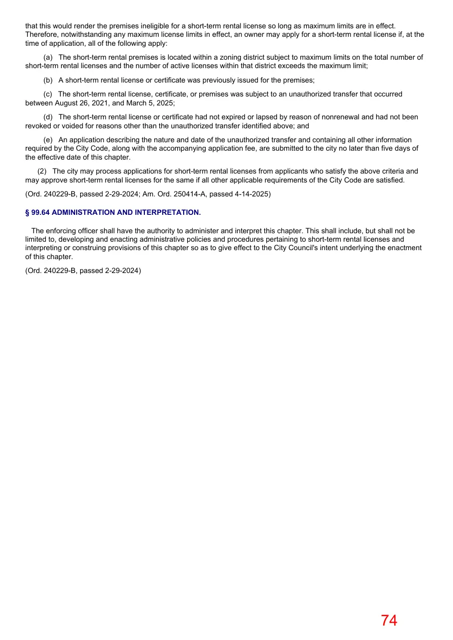 Page 74 of the packet; its text follows