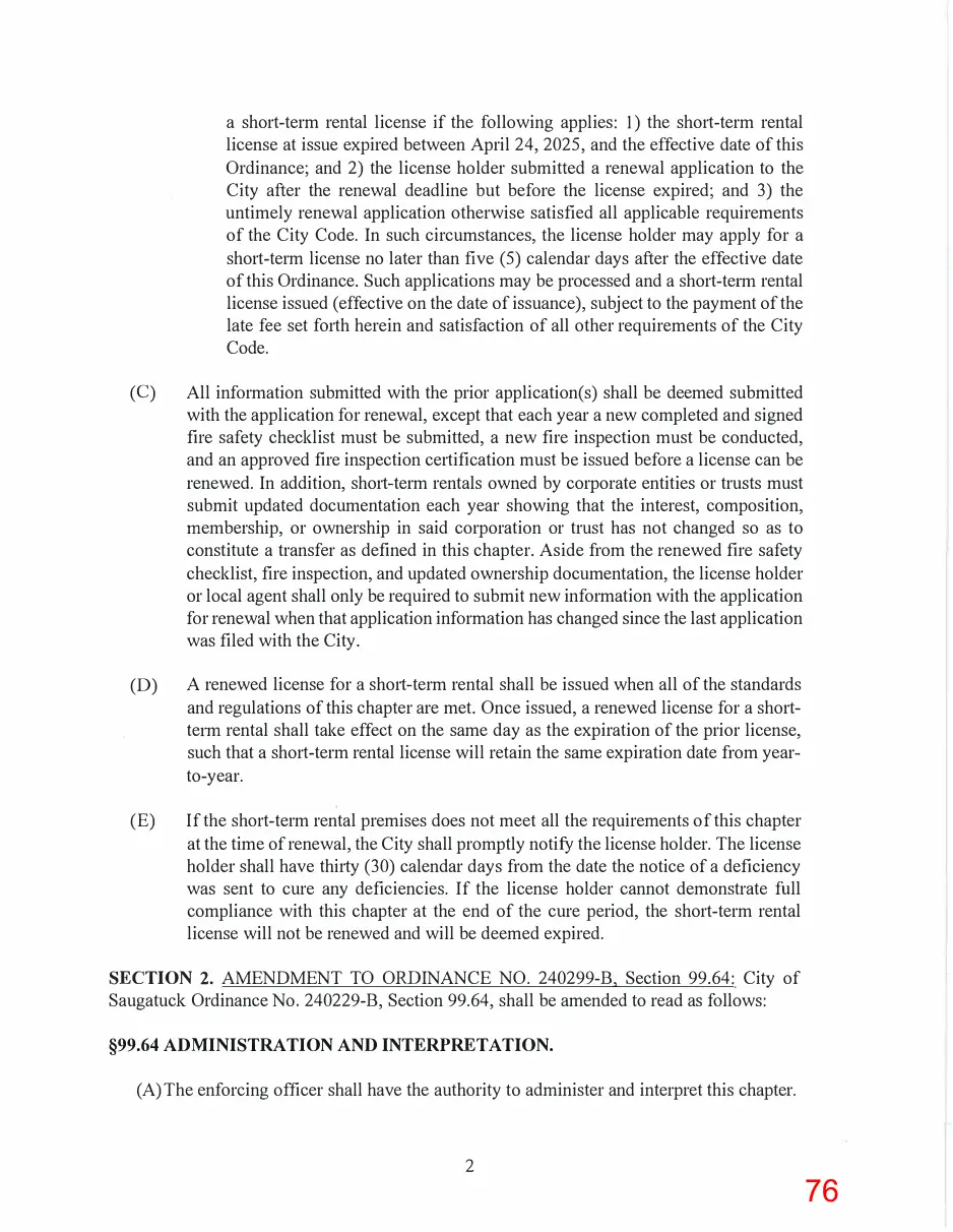 Page 76 of the packet; its text follows
