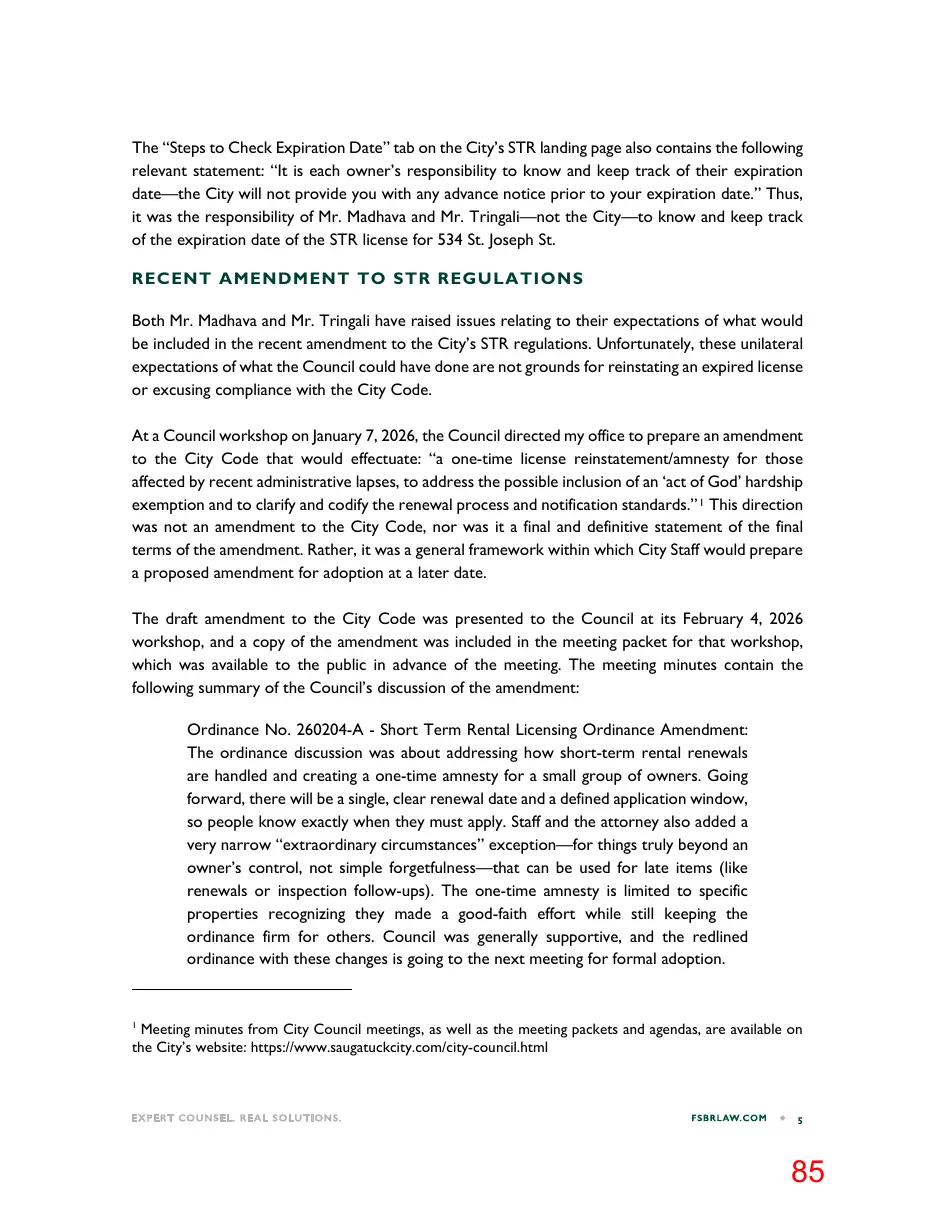 Page 85 of the packet; its text follows