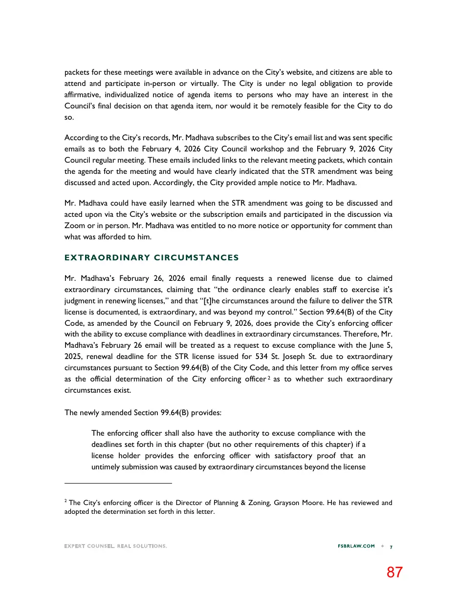 Page 87 of the packet; its text follows