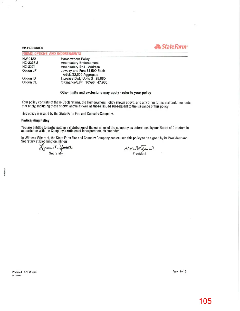Page 105 of the packet, a scanned page