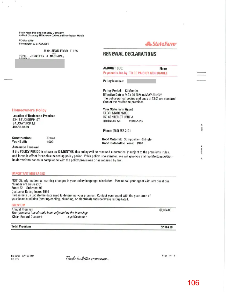 Page 106 of the packet, a scanned page