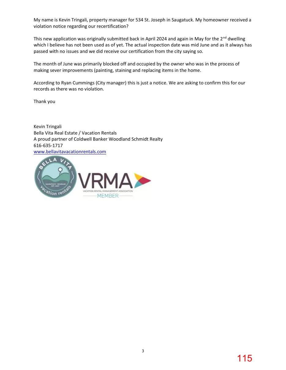 Page 115 of the packet; its text follows