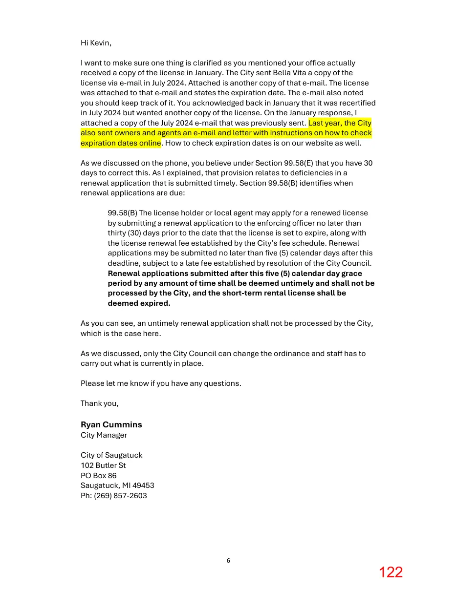 Page 122 of the packet; its text follows