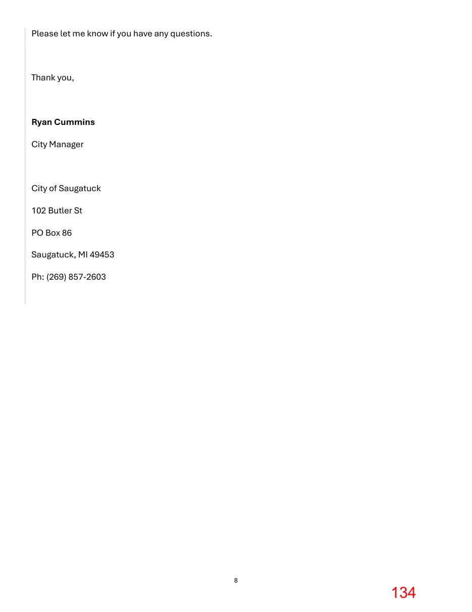 Page 134 of the packet; its text follows