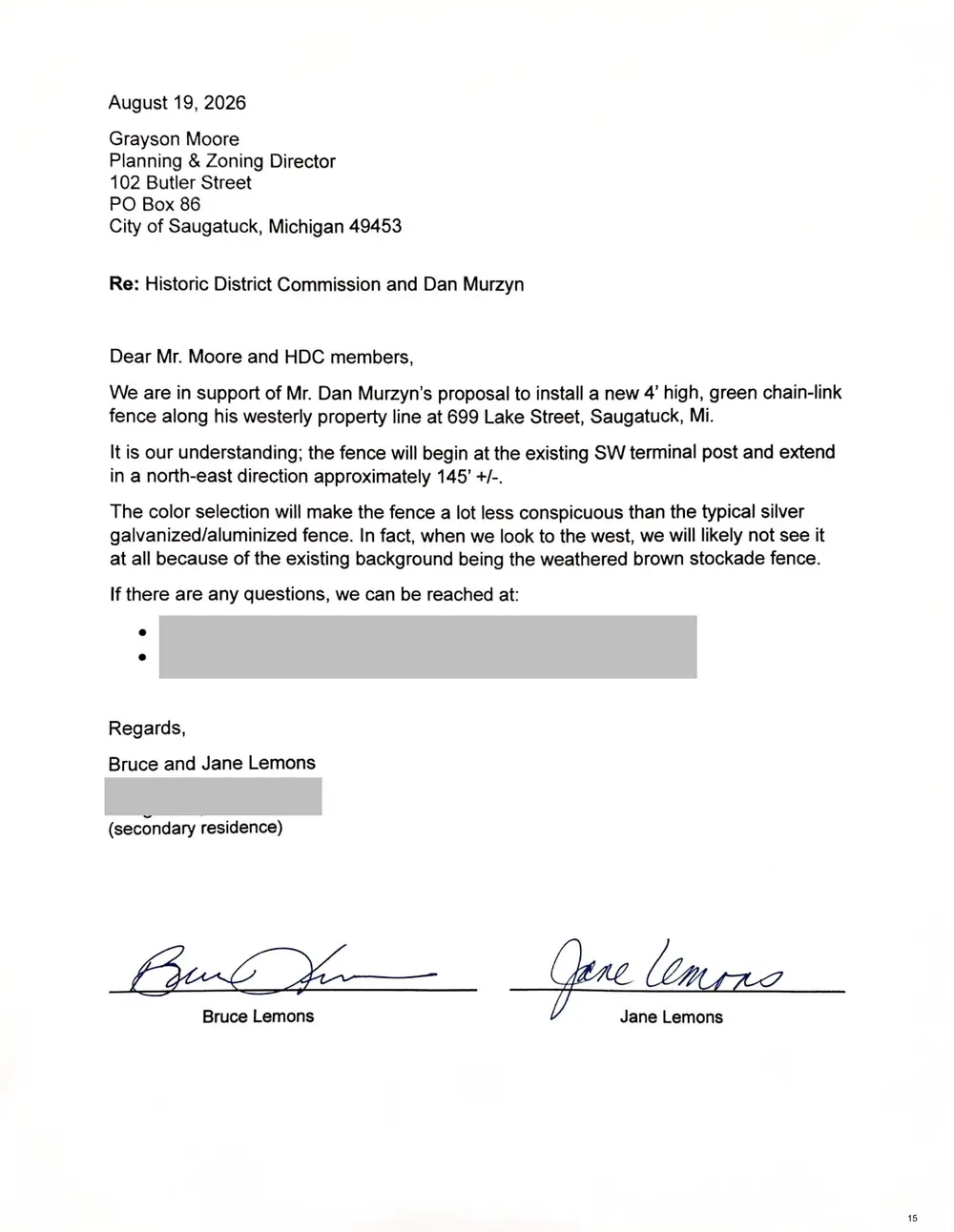 Page 15 of the packet, a scanned page