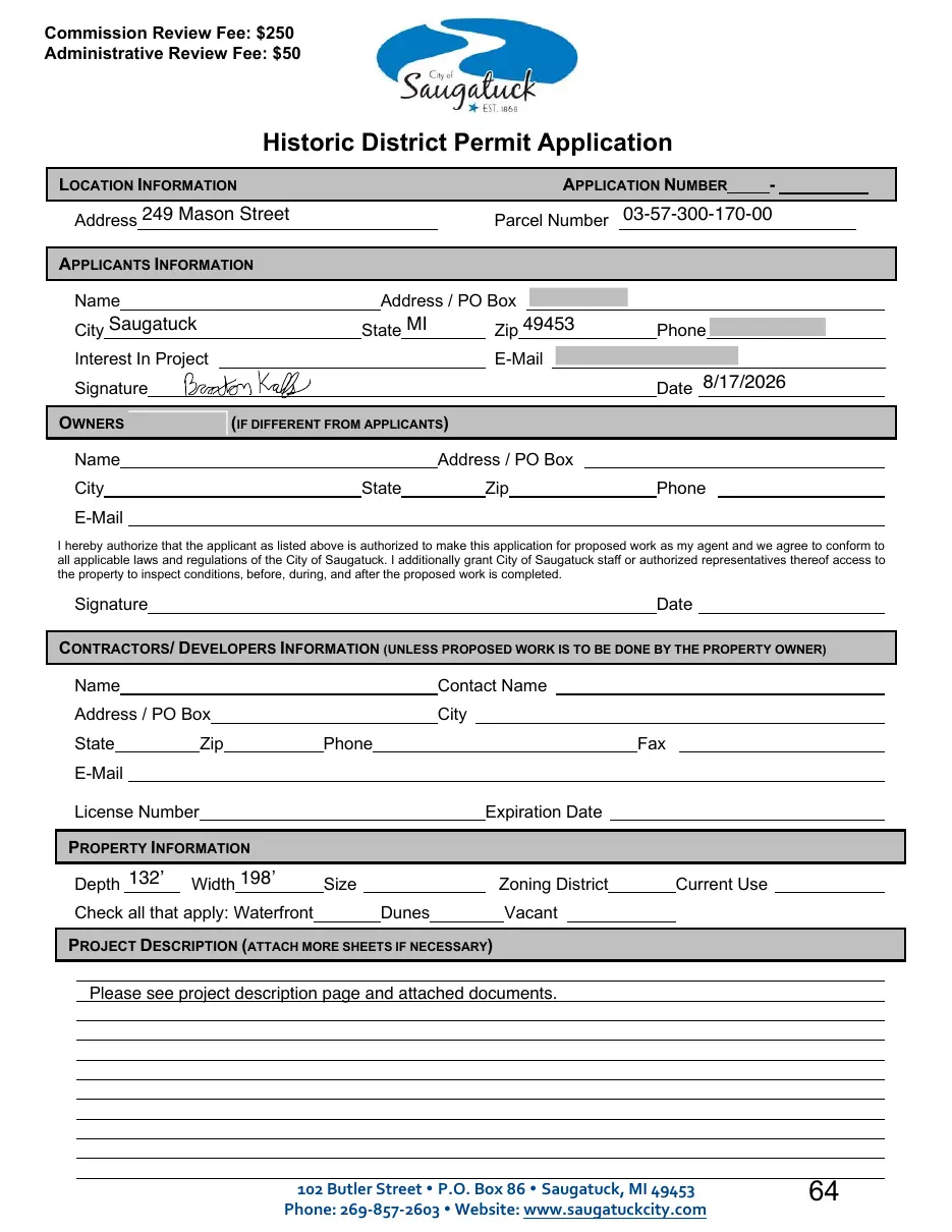Page 64 of the packet; its text follows