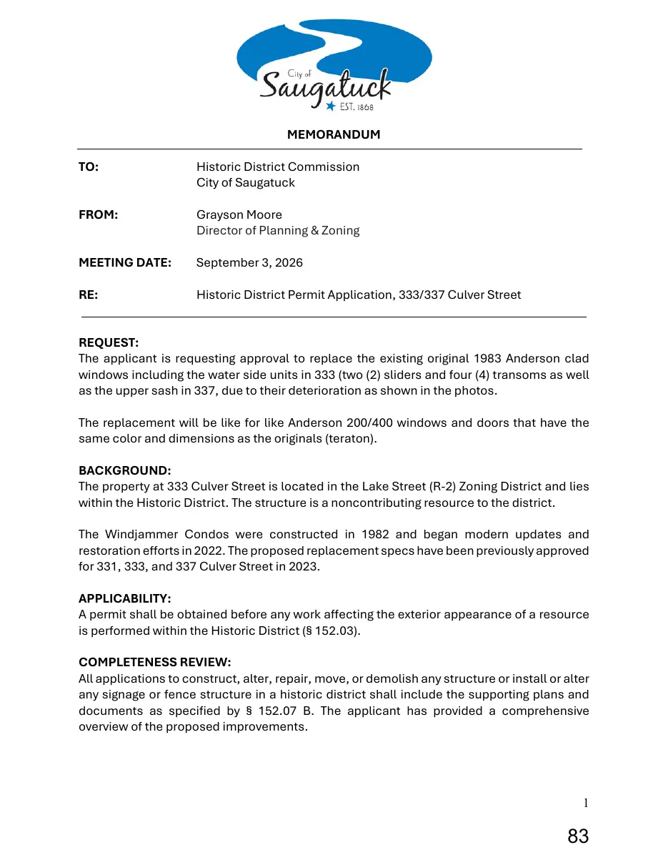 Page 83 of the packet; its text follows