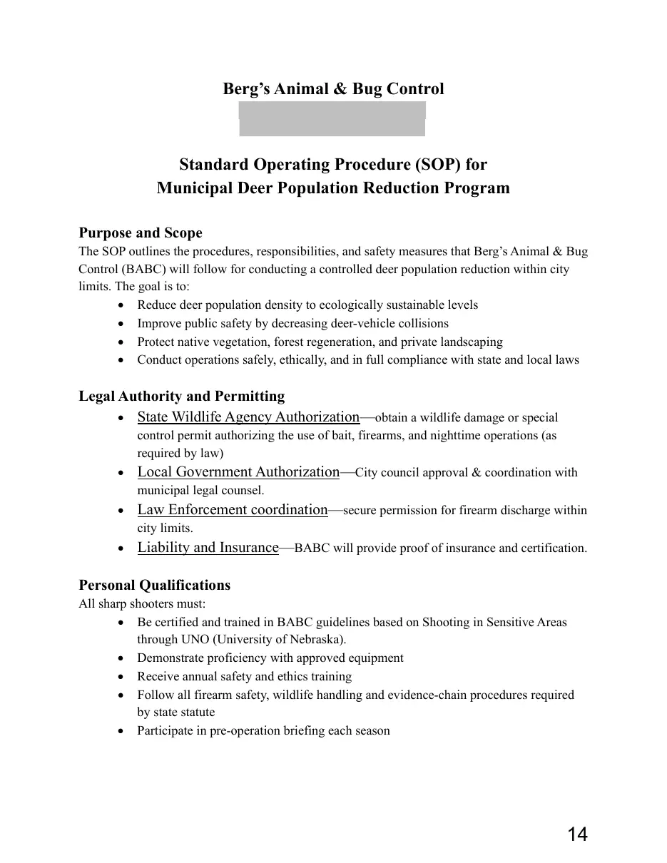Page 14 of the packet; its text follows