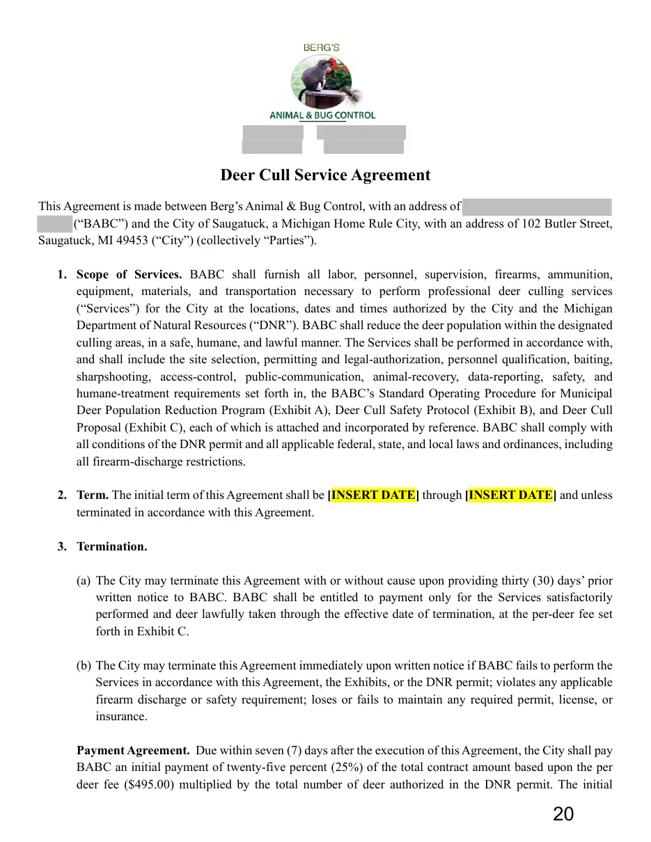 Page 20 of the packet; its text follows