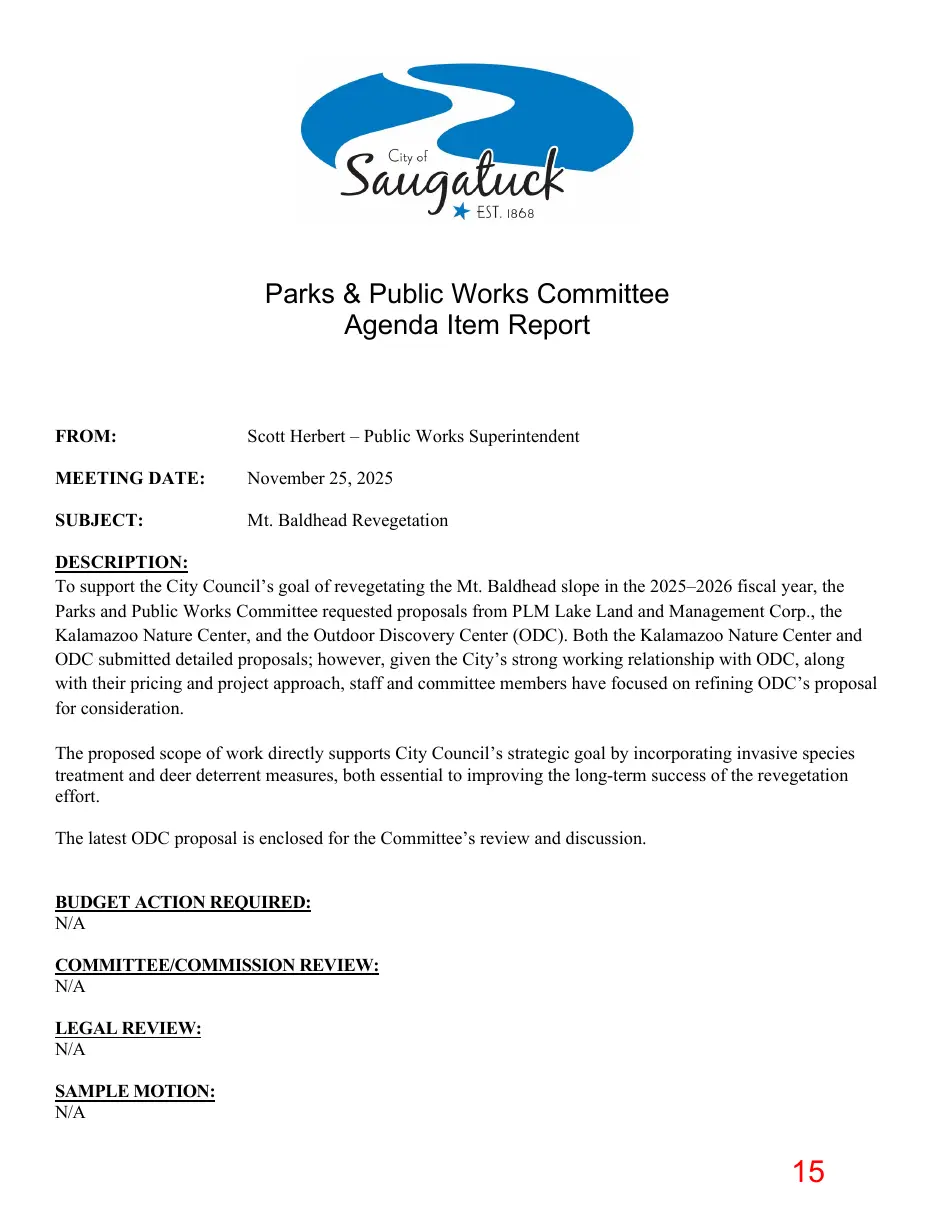 Page 15 of the packet; its text follows