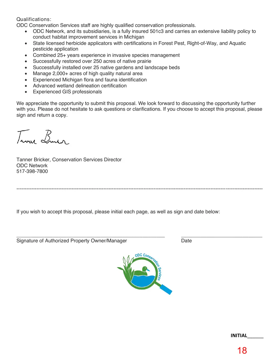 Page 18 of the packet; its text follows