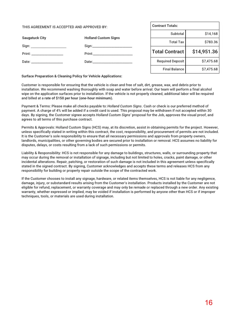 Page 16 of the packet; its text follows