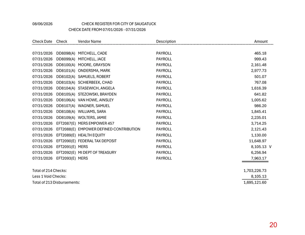 Page 20 of the packet; its text follows
