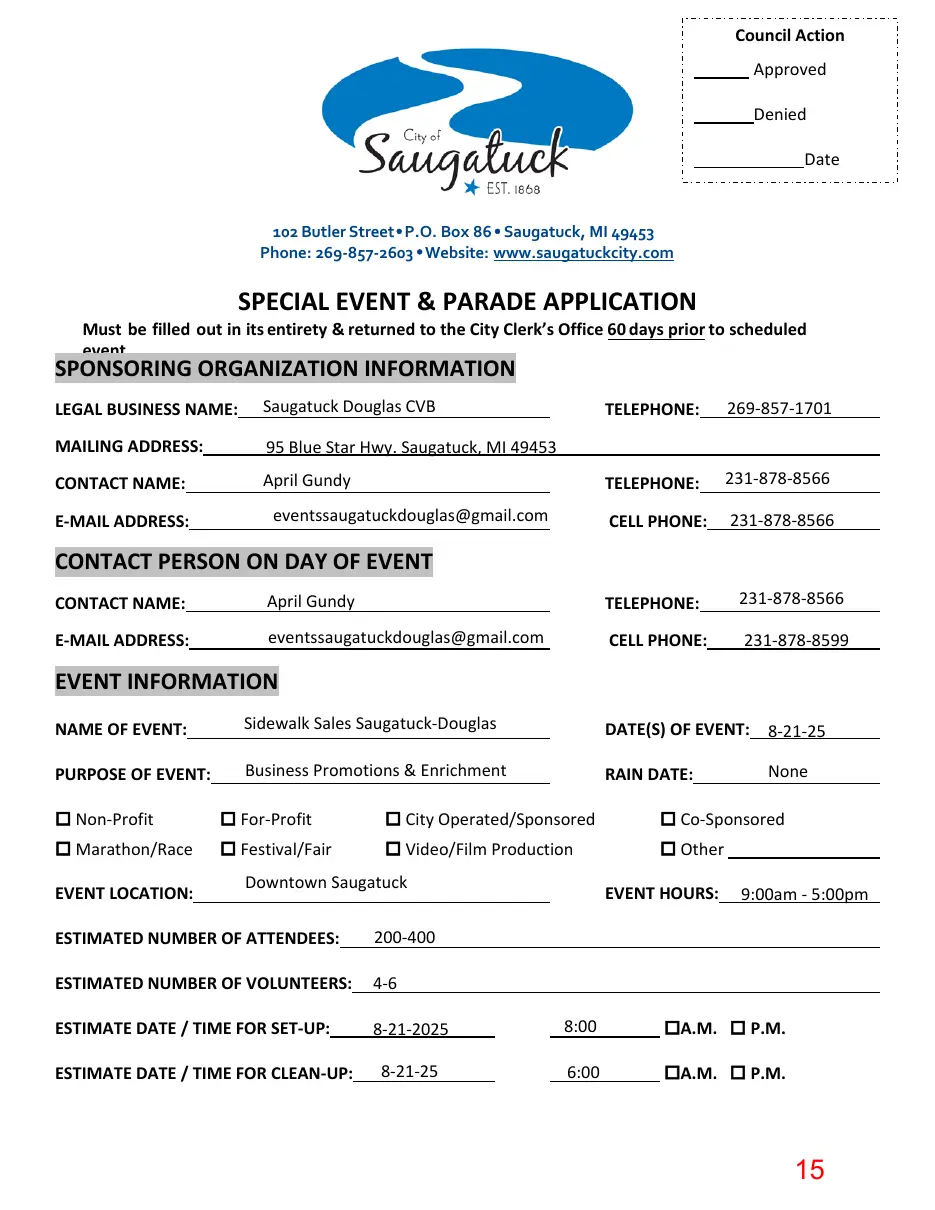 Page 15 of the packet; its text follows