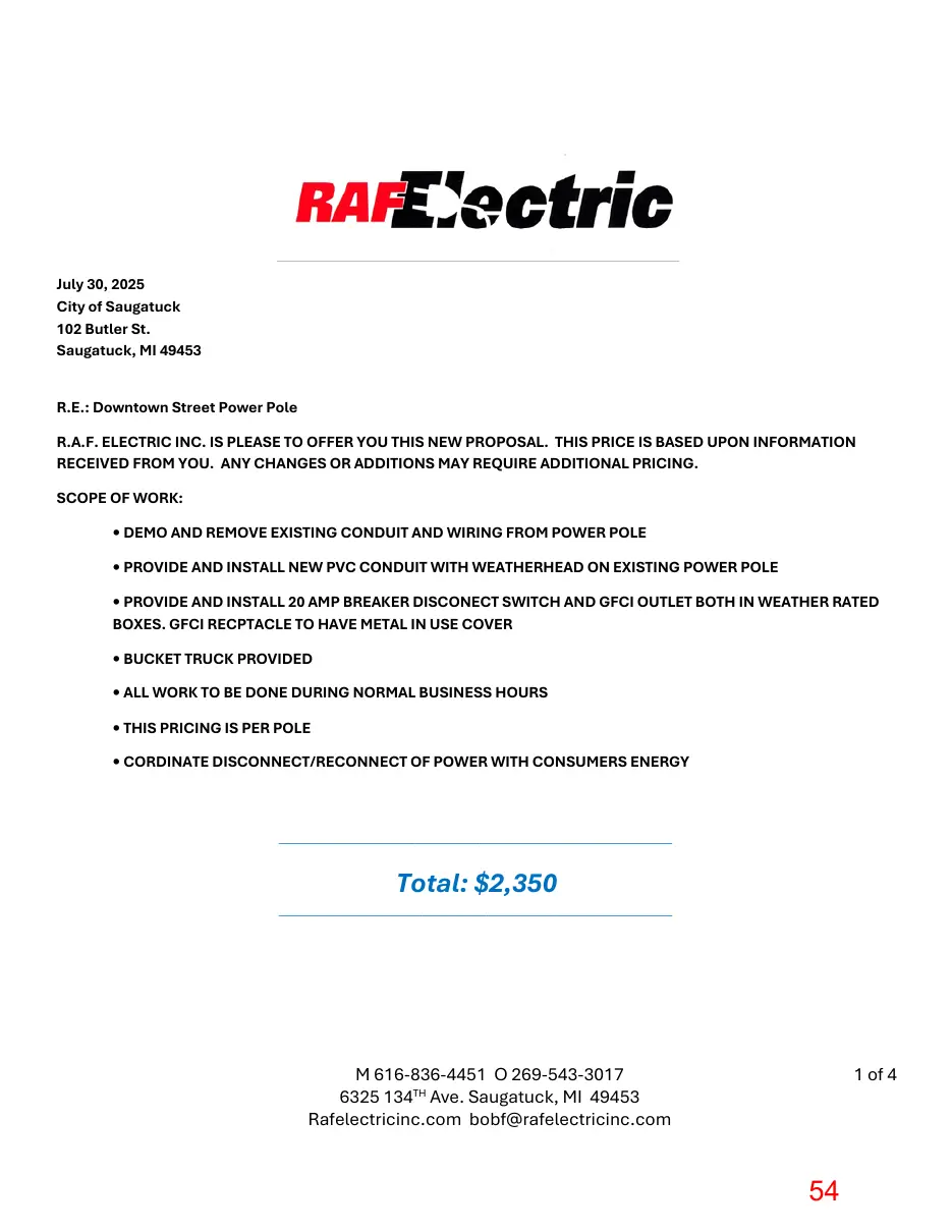 Page 54 of the packet; its text follows