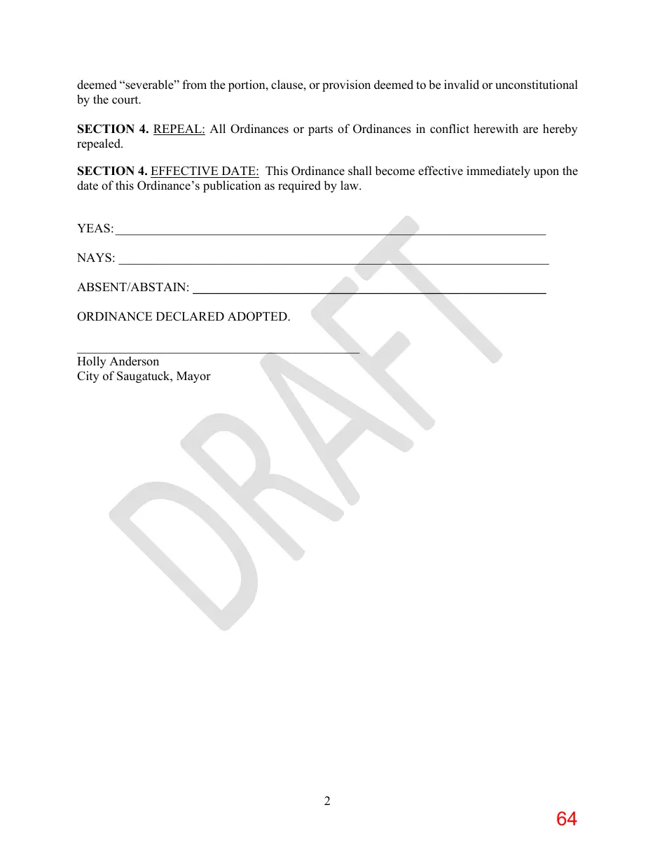 Page 64 of the packet; its text follows