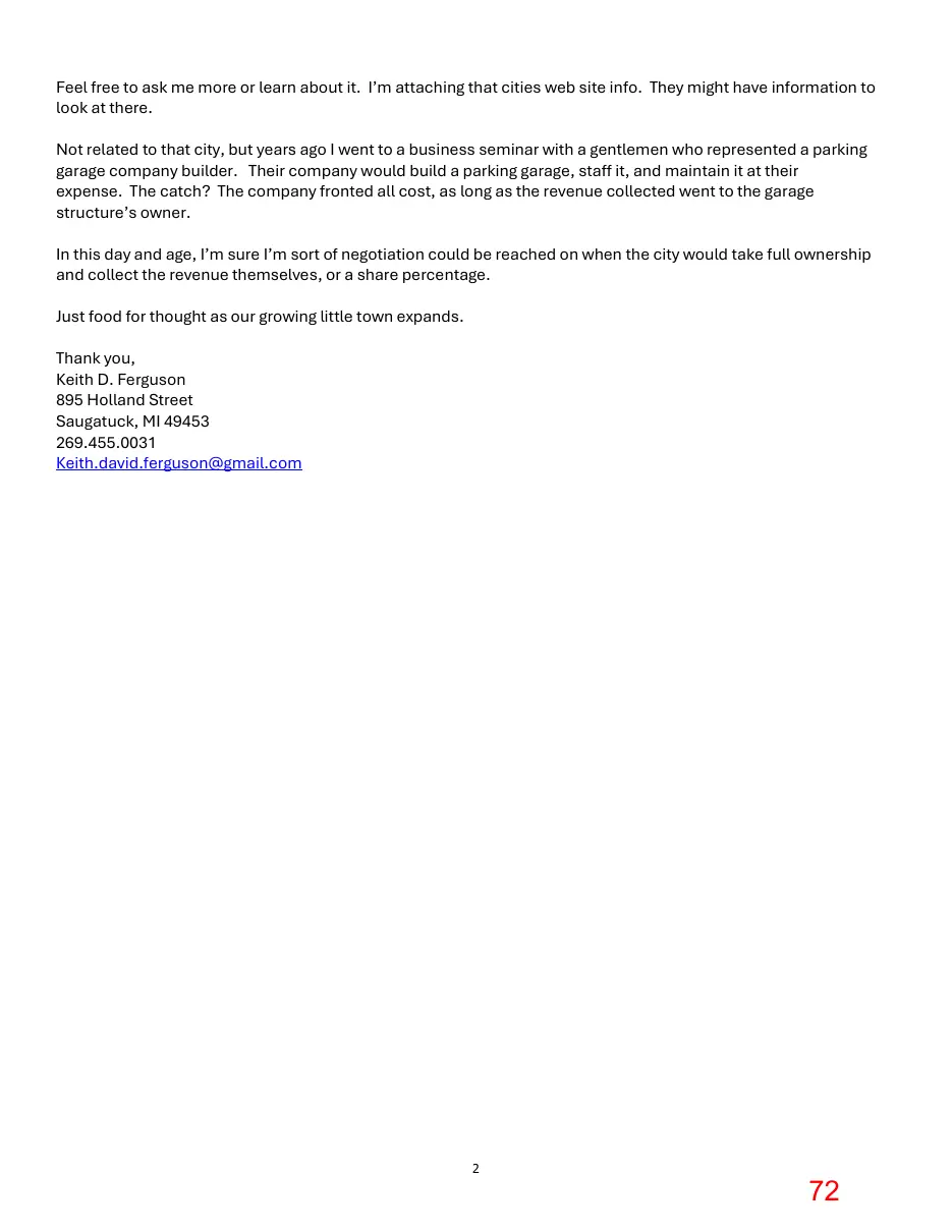 Page 72 of the packet; its text follows