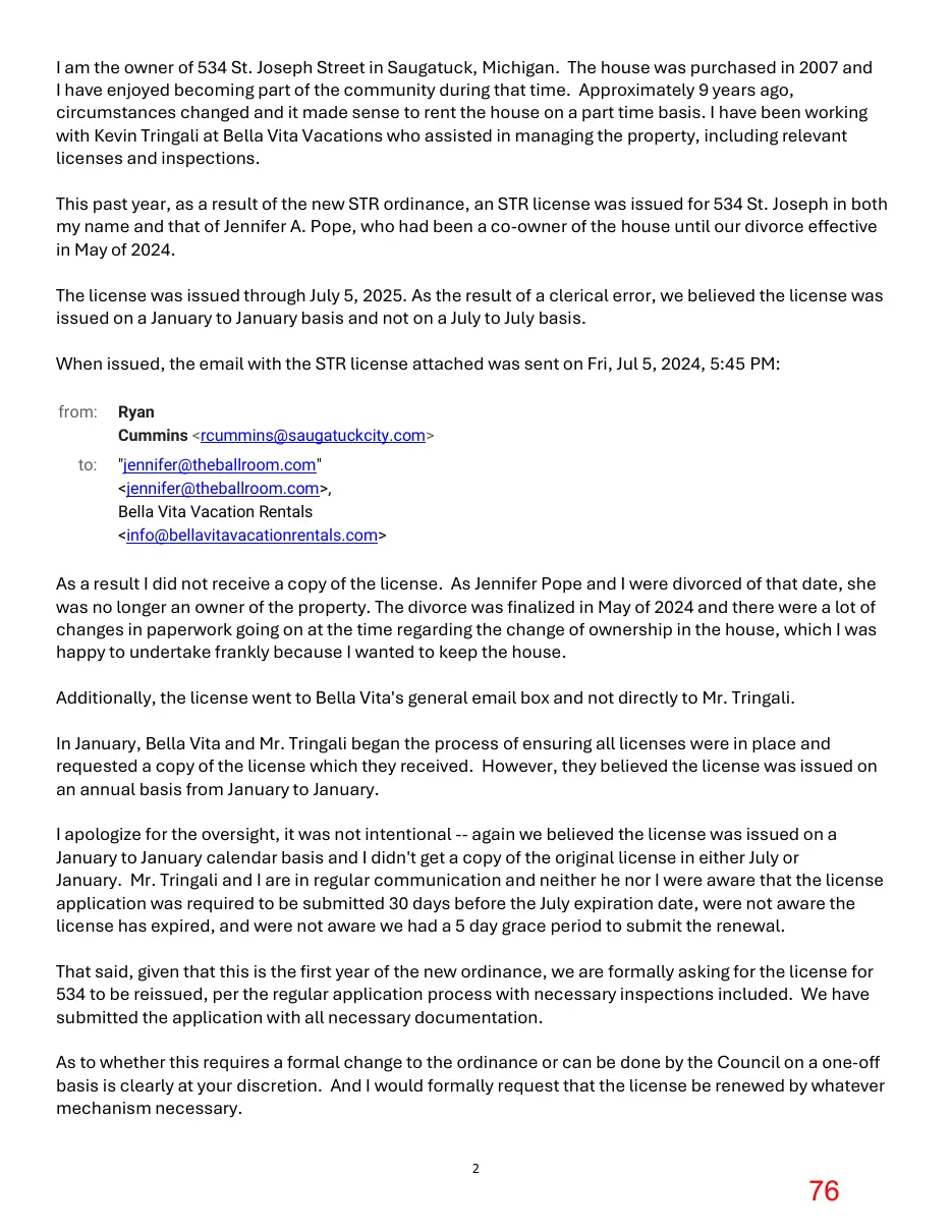Page 76 of the packet; its text follows