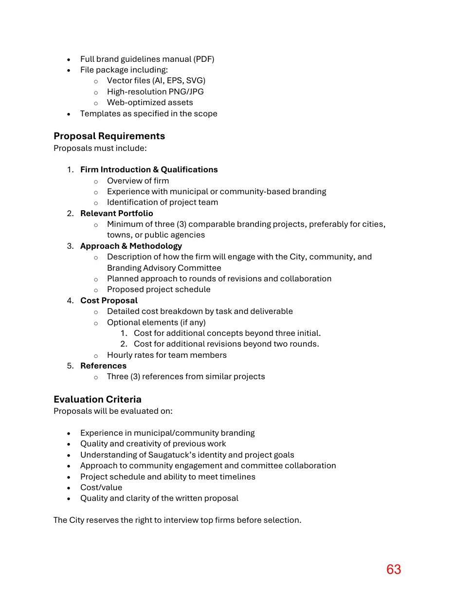 Page 63 of the packet; its text follows
