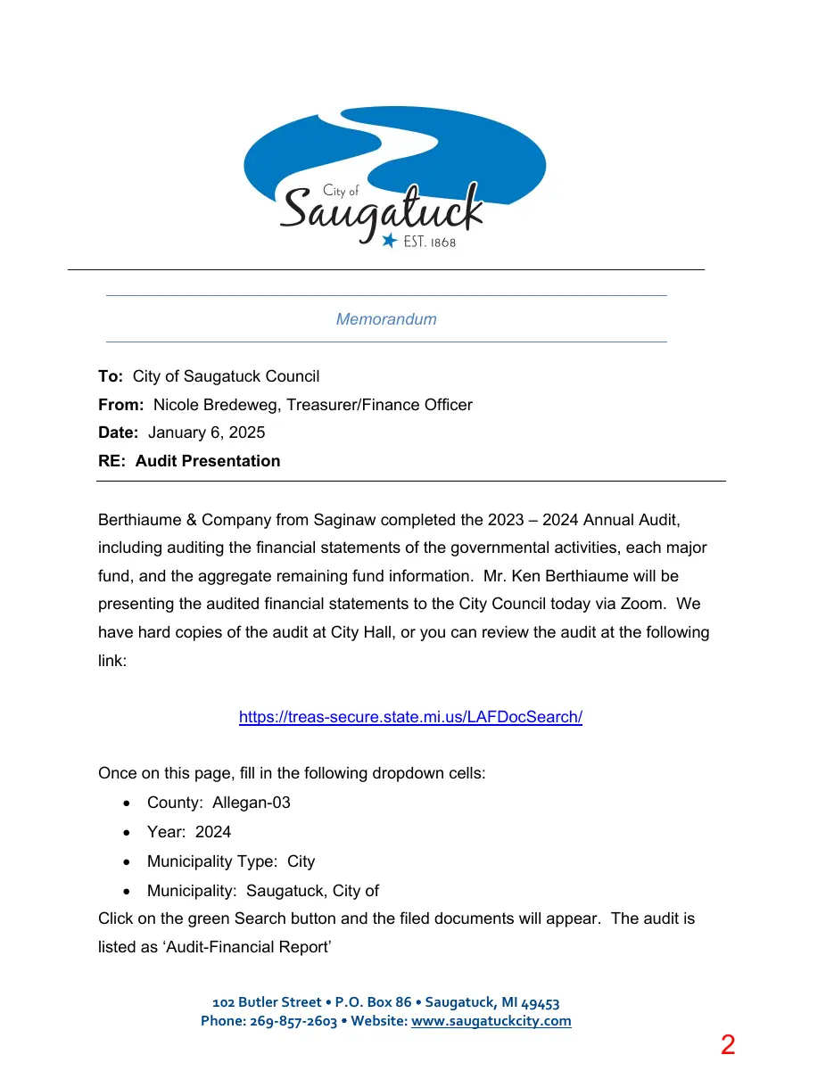 Page 2 of the packet; its text follows