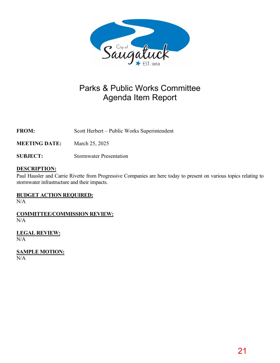 Page 21 of the packet; its text follows