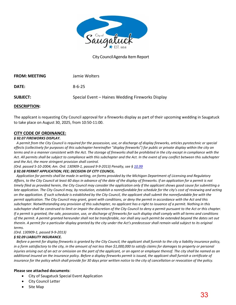 Page 33 of the packet; its text follows