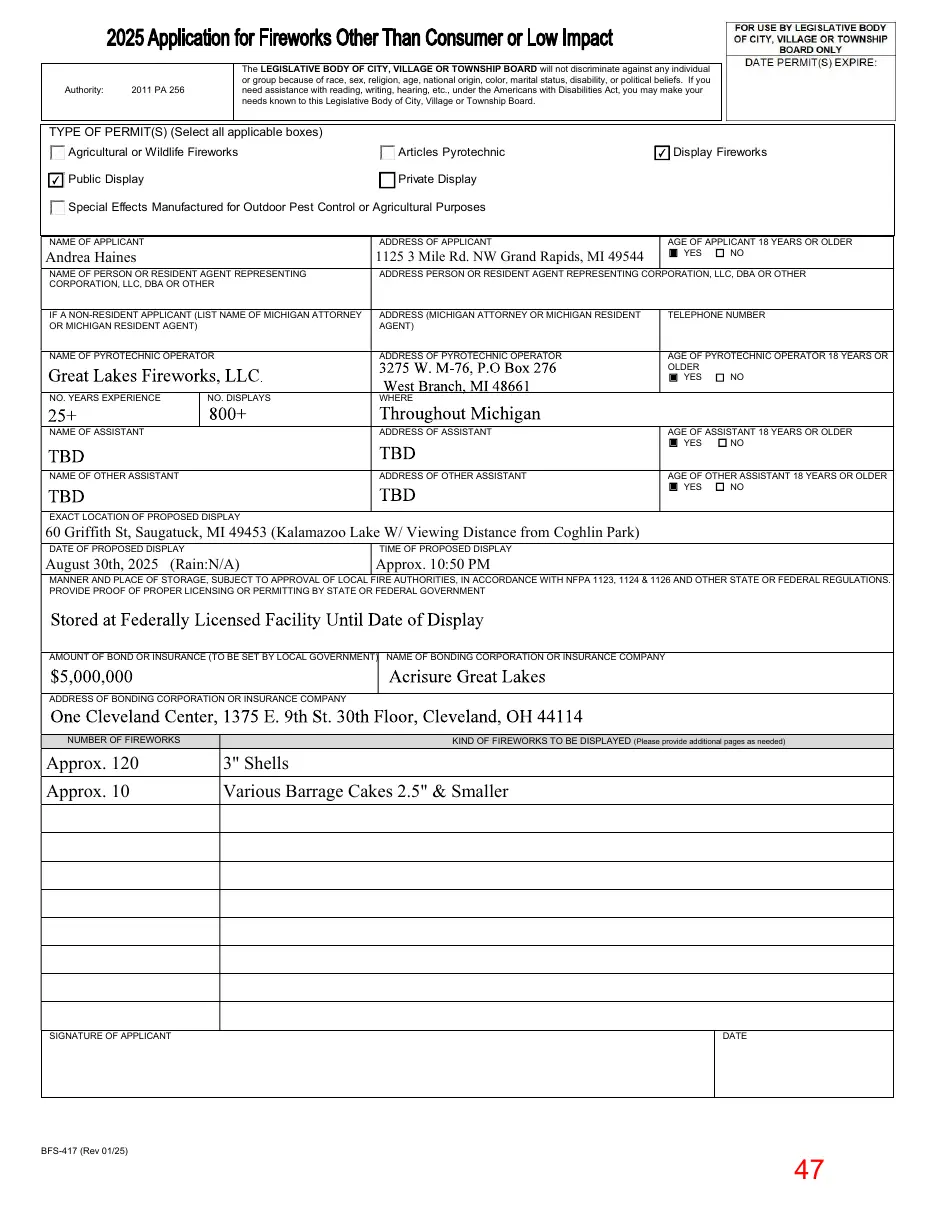 Page 47 of the packet; its text follows