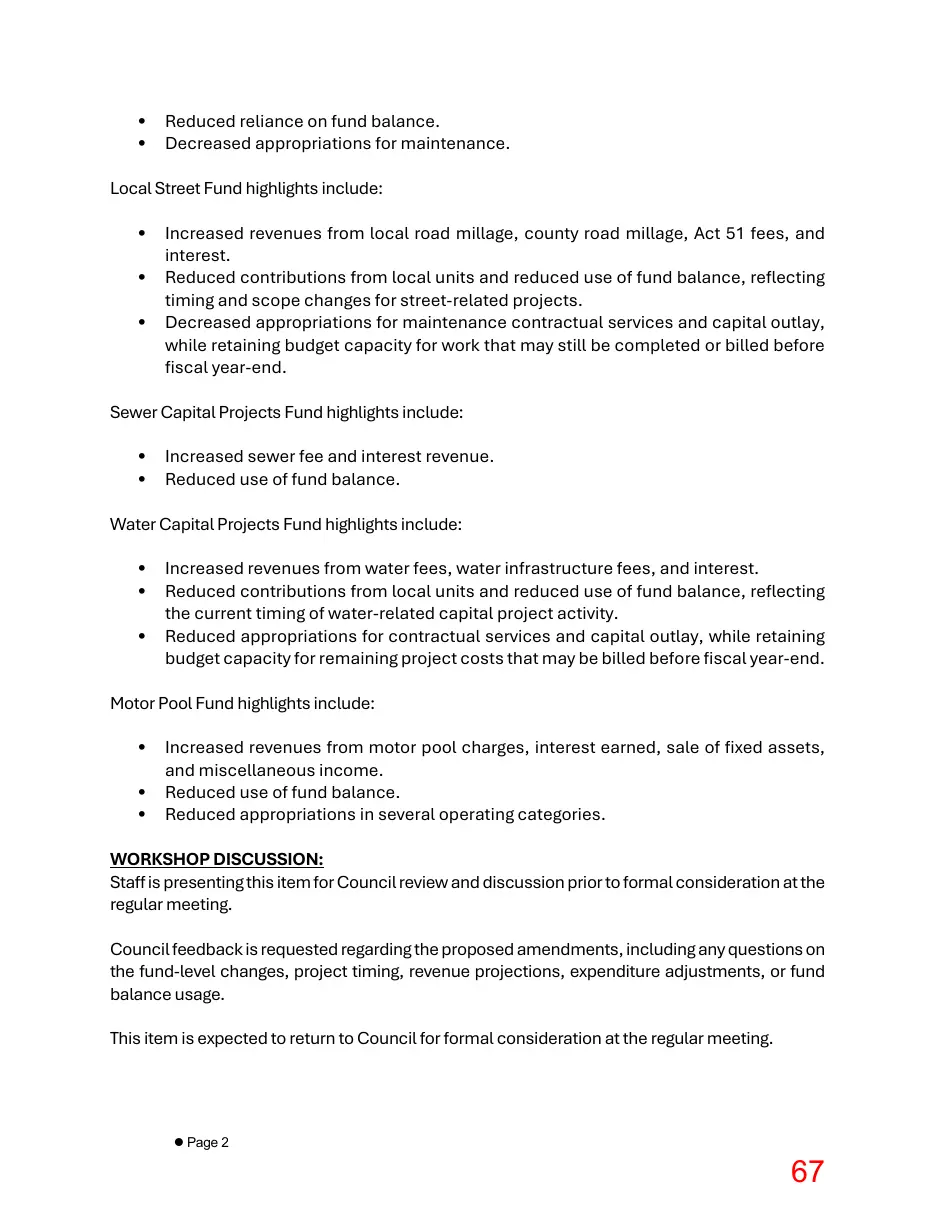 Page 67 of the packet; its text follows