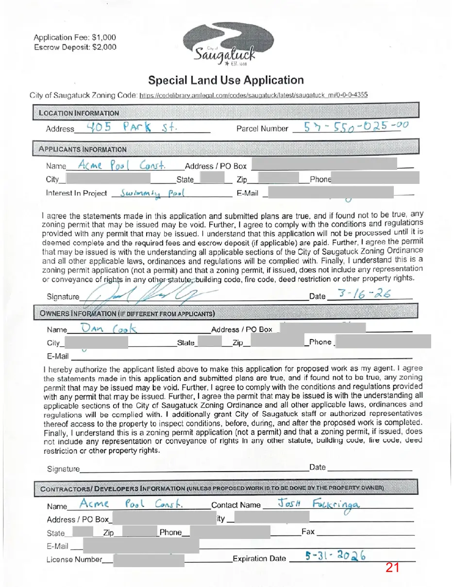 Page 21 of the packet, a scanned page