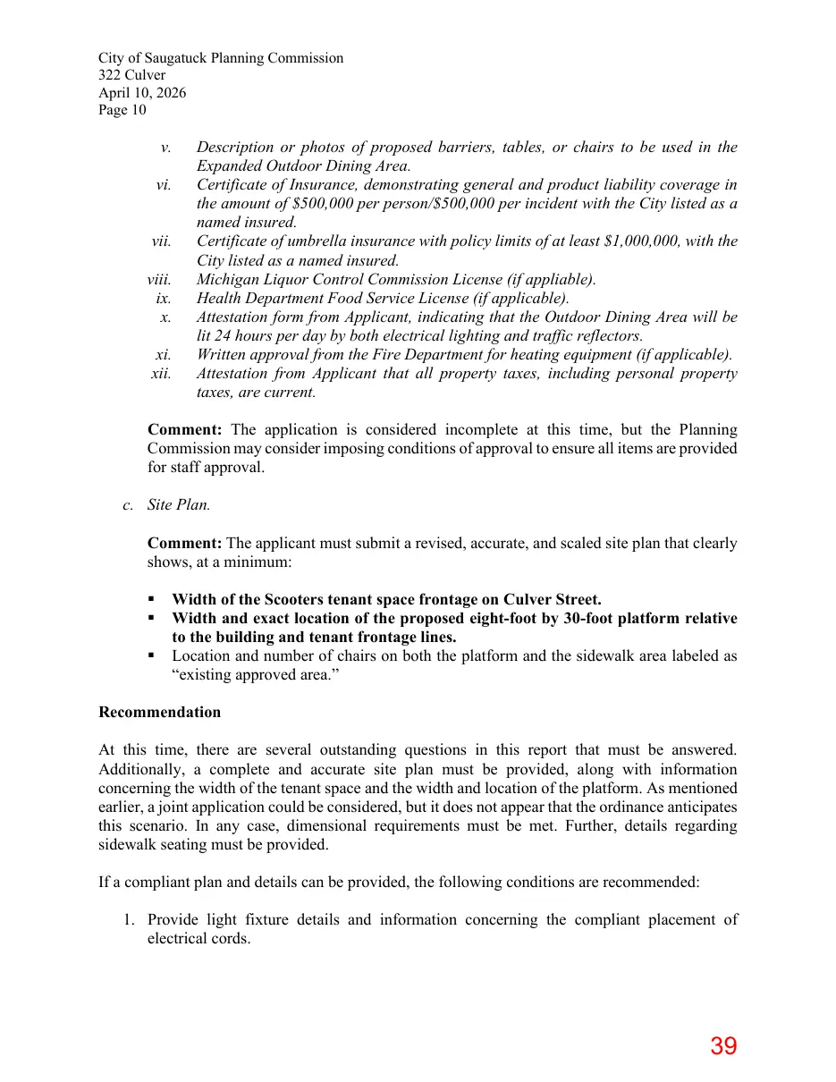 Page 39 of the packet; its text follows