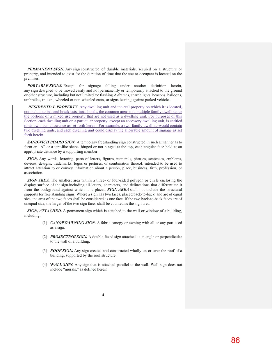 Page 86 of the packet; its text follows