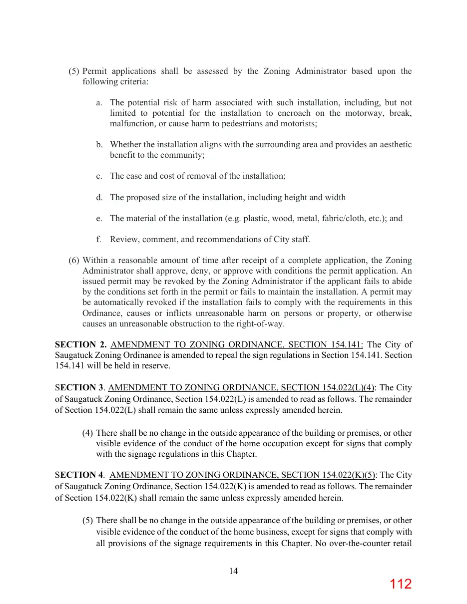 Page 112 of the packet; its text follows