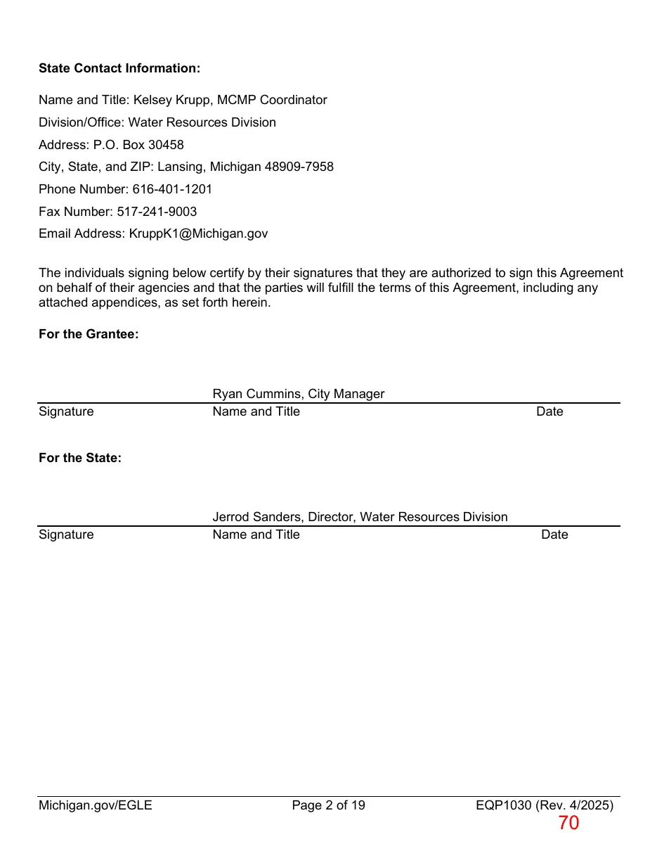 Page 70 of the packet; its text follows