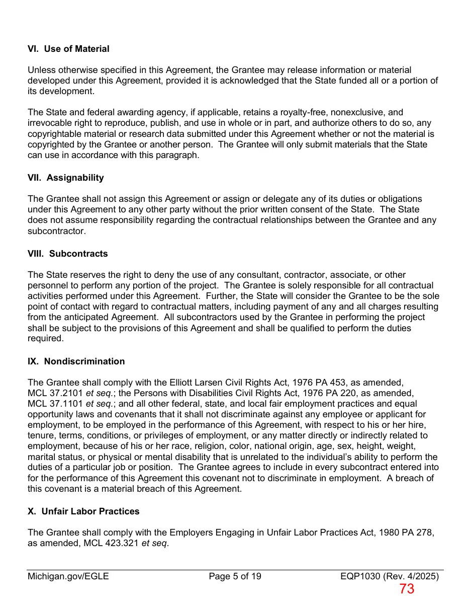 Page 73 of the packet; its text follows
