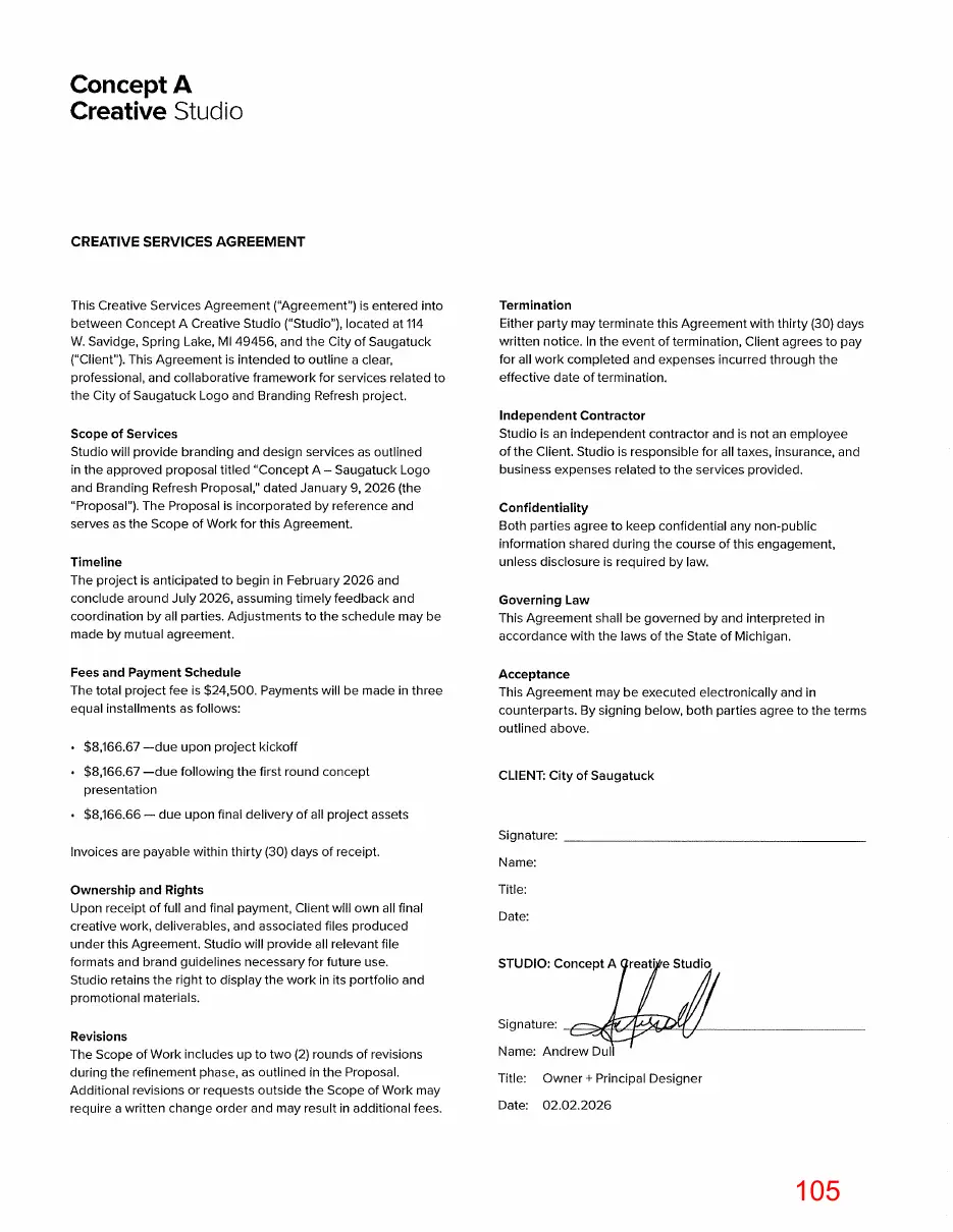 Page 105 of the packet, a scanned page