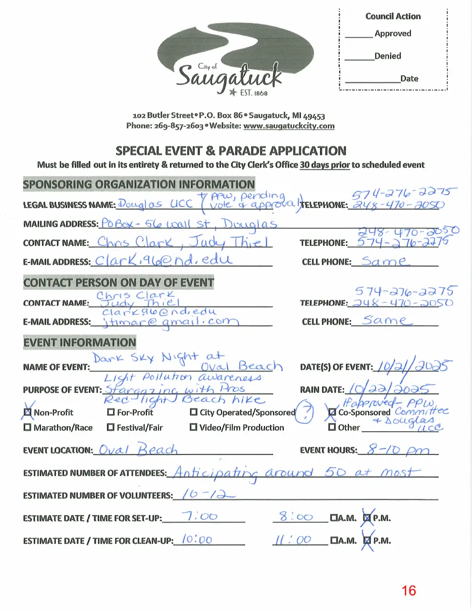 Page 16 of the packet, a scanned page