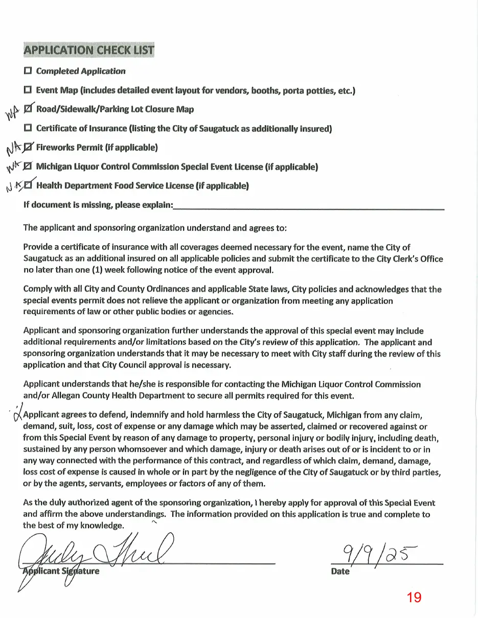Page 19 of the packet, a scanned page