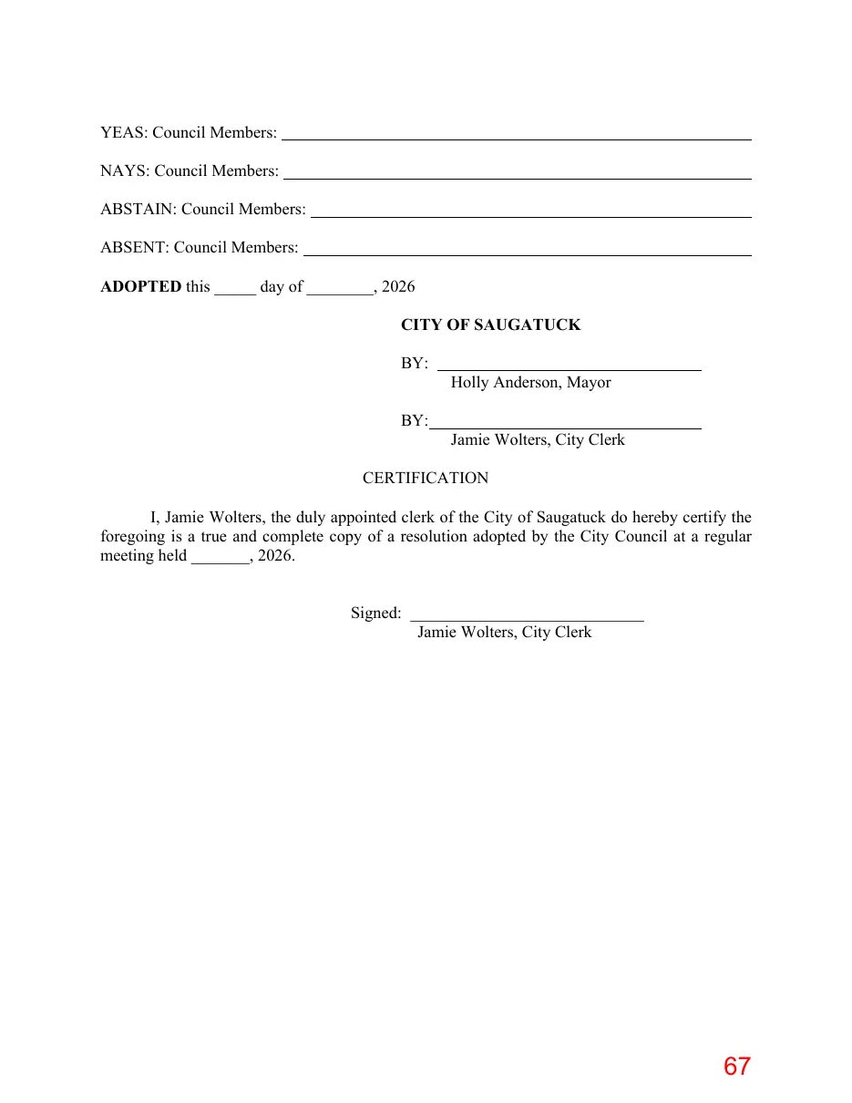 Page 67 of the packet; its text follows