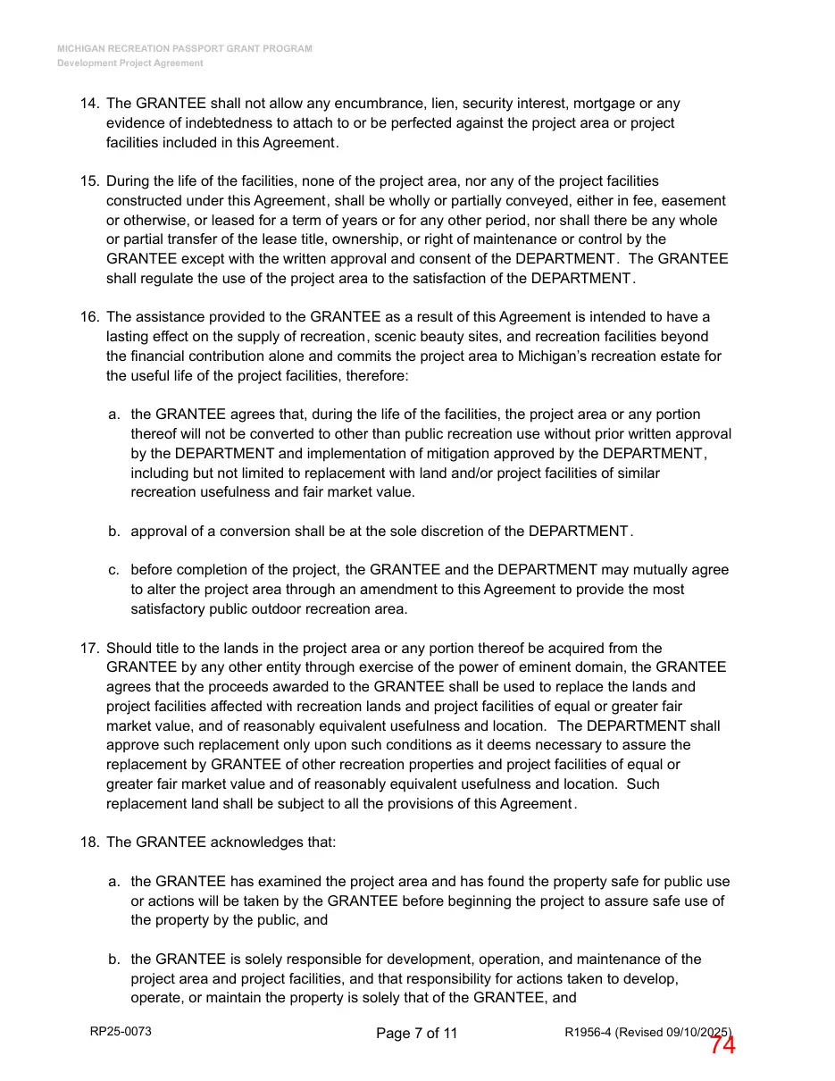 Page 74 of the packet; its text follows