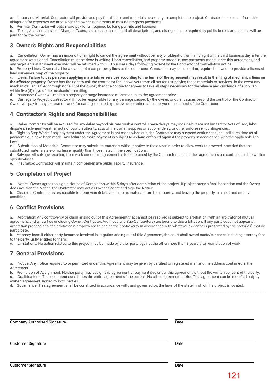 Page 121 of the packet; its text follows