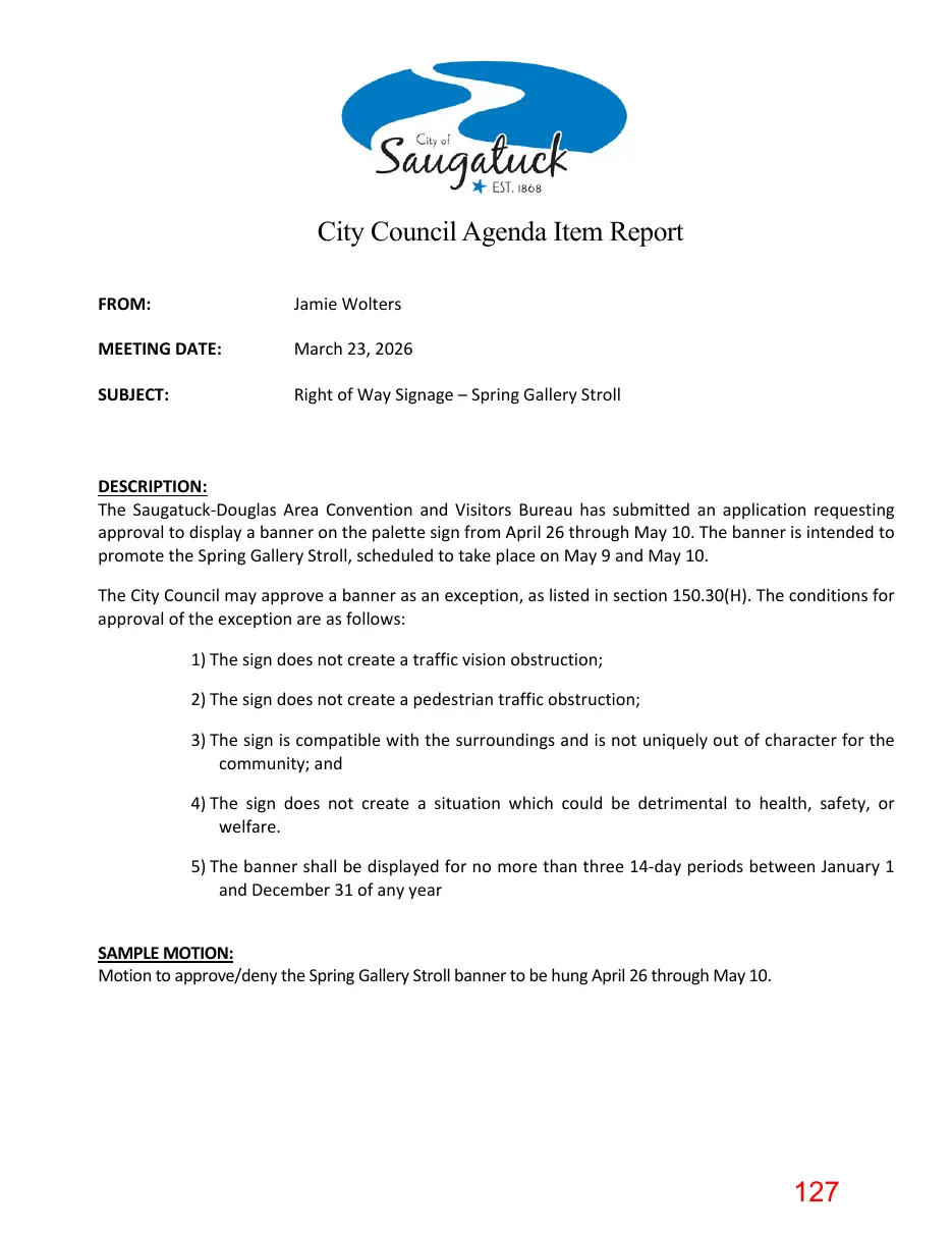 Page 127 of the packet; its text follows
