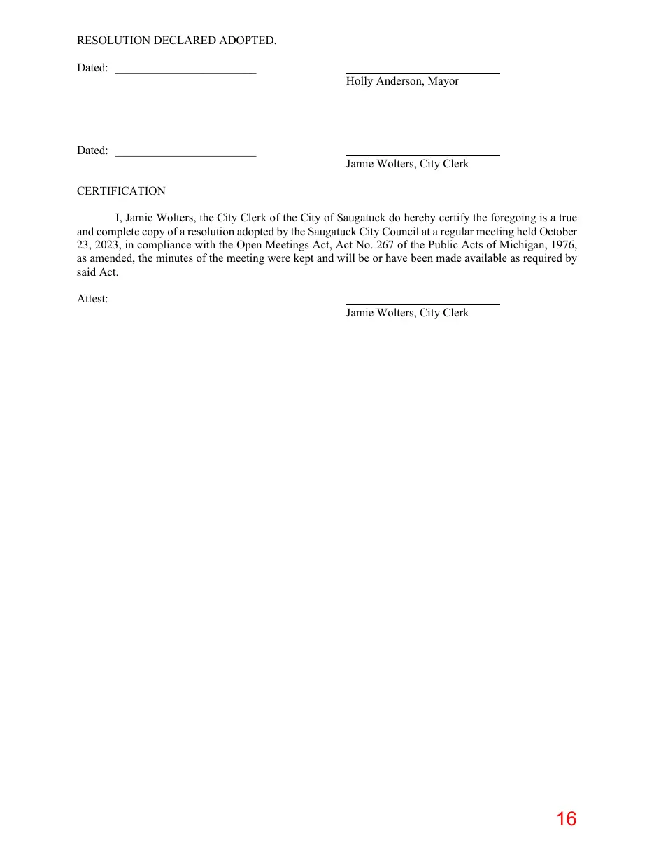 Page 16 of the packet; its text follows