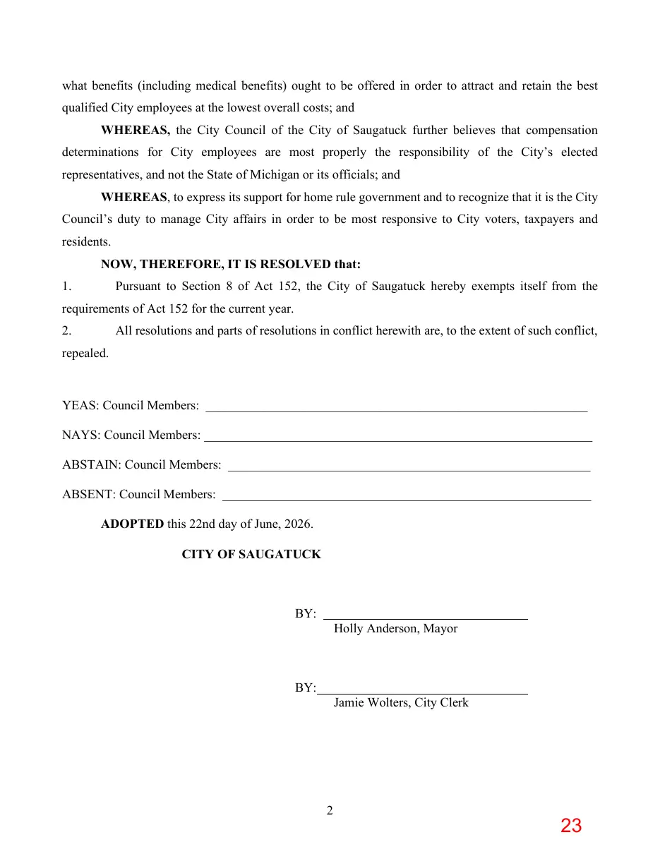 Page 23 of the packet; its text follows