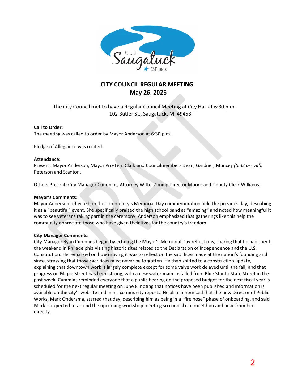 Page 2 of the packet; its text follows