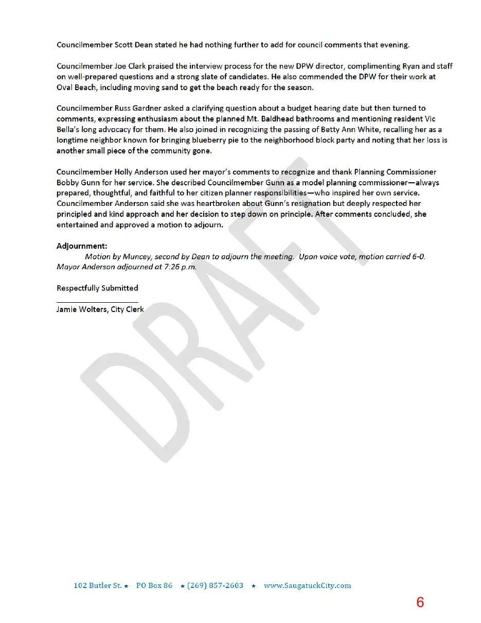 Page 6 of the packet, a scanned page