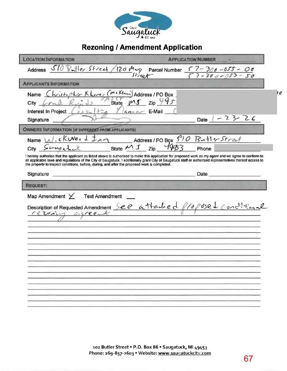 Page 67 of the packet, a scanned page