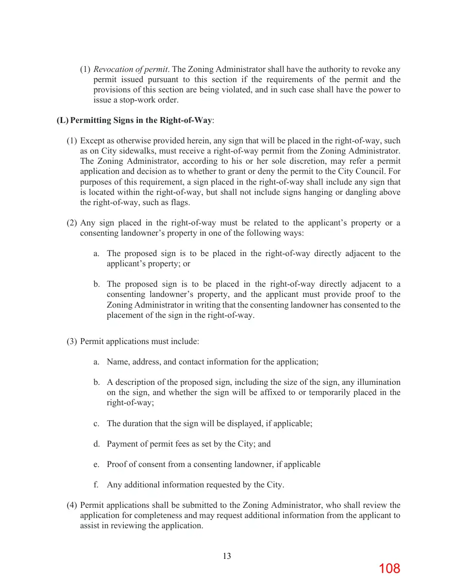 Page 108 of the packet; its text follows